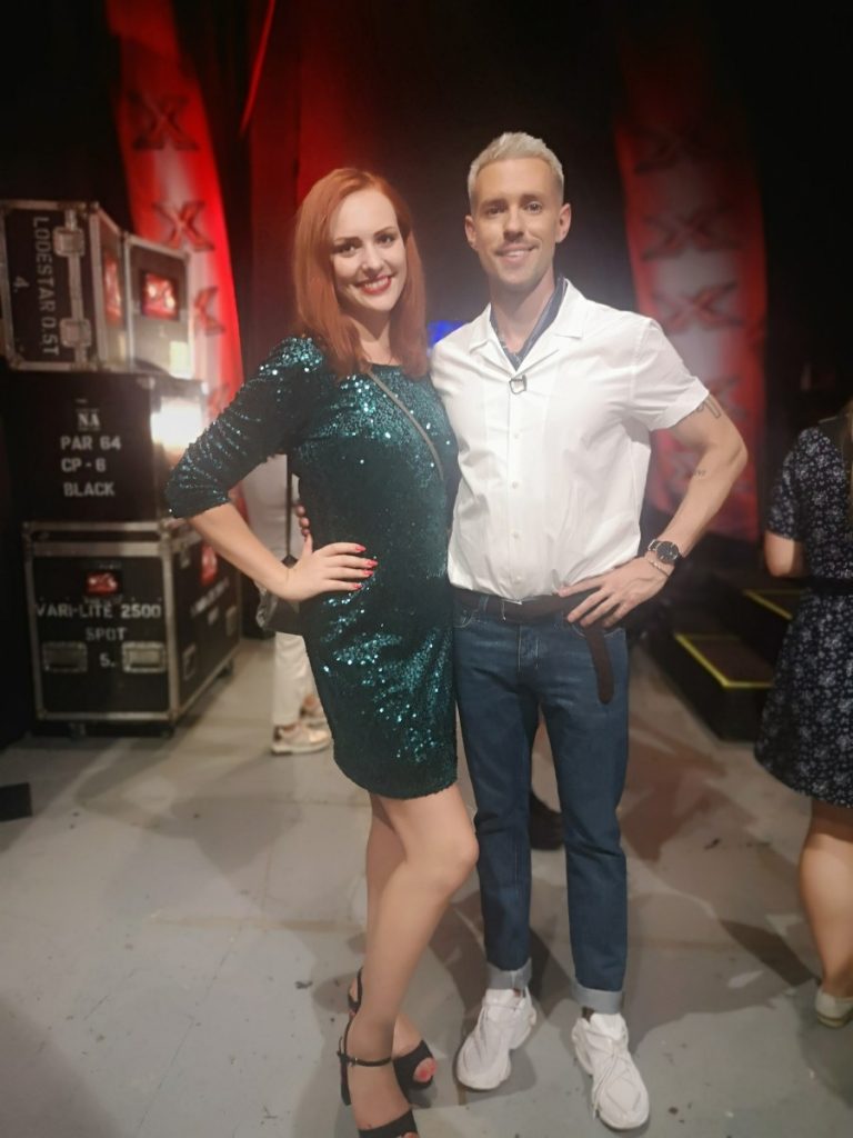 Оьга Лакса с Маркусом Ривой на проекте X-Factor в Риге (2019 год)