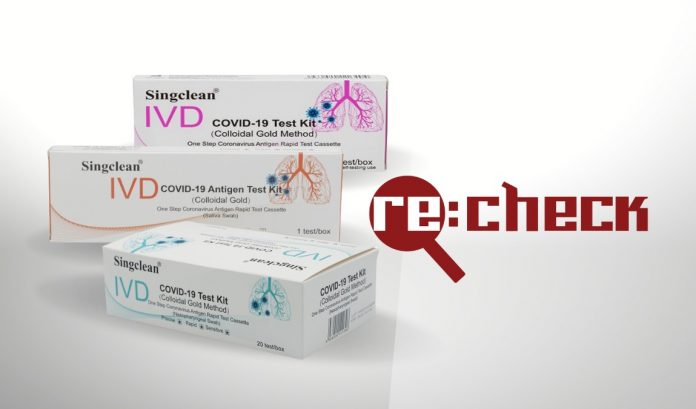 Упаковки тестов на Covid-19 компании Hangzhou Singclean Medical Products. Коллаж: Re:Baltica / Re:check Упаковки тестов на Covid-19 компании Hangzhou Singclean Medical Products. Коллаж: Re:Baltica / Re:check