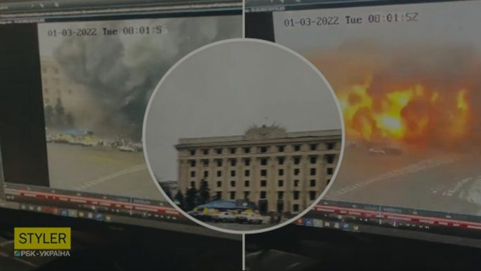 В Харькове разрушена областная администрация и прилегающие здания. Коллаж: Styler