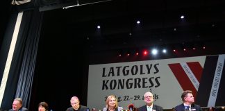 На открытии Латгальского конгресса. Открытие посетил и президент Латвии Эгилс Левитс. 27 апреля 2022 года. Фото: president.lv