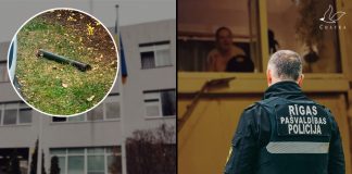 Гранатомёт у Пурвциемской средней школы в Риге и женщина, включившая гимн России на балконе. Скриншот из видео / Коллаж Chayka.lv