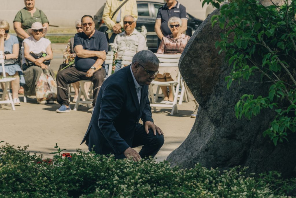 Янис Лачплесис на мероприятии памяти жертв коммунистического геноцида. Даугавпилс, 14 июня 2023 года. Фото: Евгений Ратков