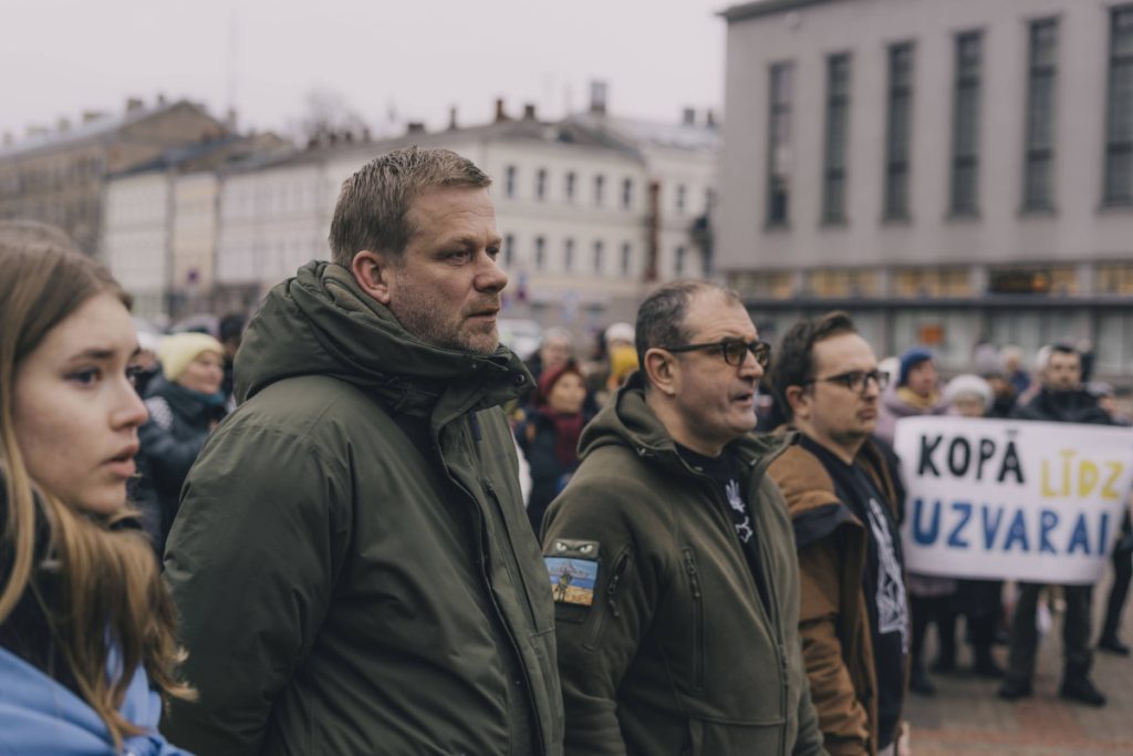 Митинг в поддержку Украины 24 февраля 2024 года в Даугавпилсе. Фото: Евгений Ратков