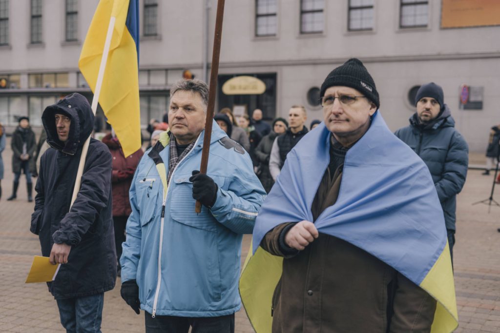 Митинг в поддержку Украины 24 февраля 2024 года в Даугавпилсе. Фото: Евгений Ратков