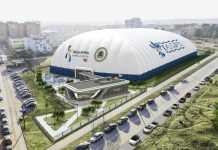 Так будет выглядеть купол над стадионом Даугавпилсской средней школы дружеского призыва. Он может вместить 500 человек. Автор архитектурной визуализации: Виестурс Балодис