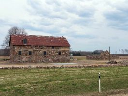 Основное здание Дульбовской мельницы и остов хозпостройки. 2023 год. Фото: Константин Бельский