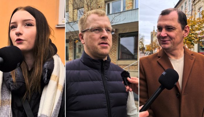 Участники опроса "Чайки" на улице Ригас в Даугавпилсе. Кадры из видео