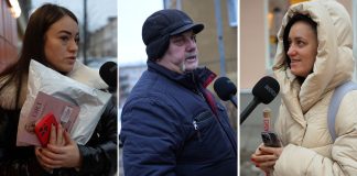 Участники опроса о запрете на использование русского языка в банкоматах Латвии. Даугавпилс, 11 января 2025 года. Кадр из видео