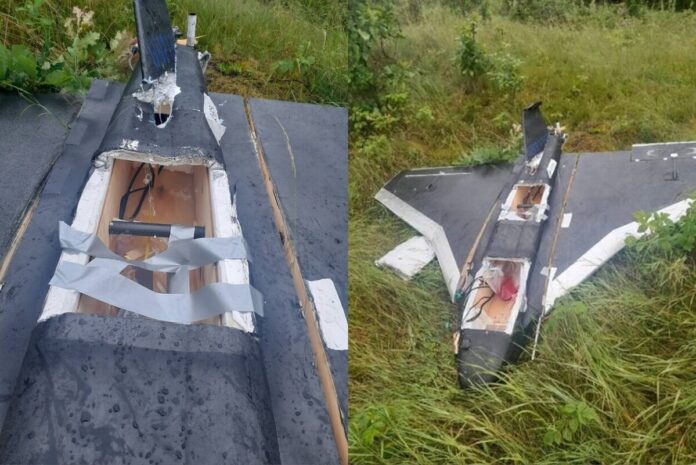 Российский дрон «Гербера», залетевший в Литву из Беларуси. Фото со страницы Вооружённых сил Литвы в Фейсбуке