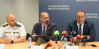 Пресс-конференция Министерства внутренних дел Латвии по поводу введения системы сотового оповещения. Фото: Iekšlietu ministrija
