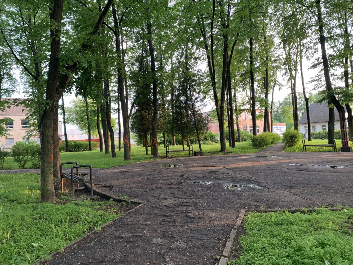 Сквер в микрорайоне Гаёк в Даугавпилсе. 2 июня 2025 года. Фото: Эвелина Майбогина