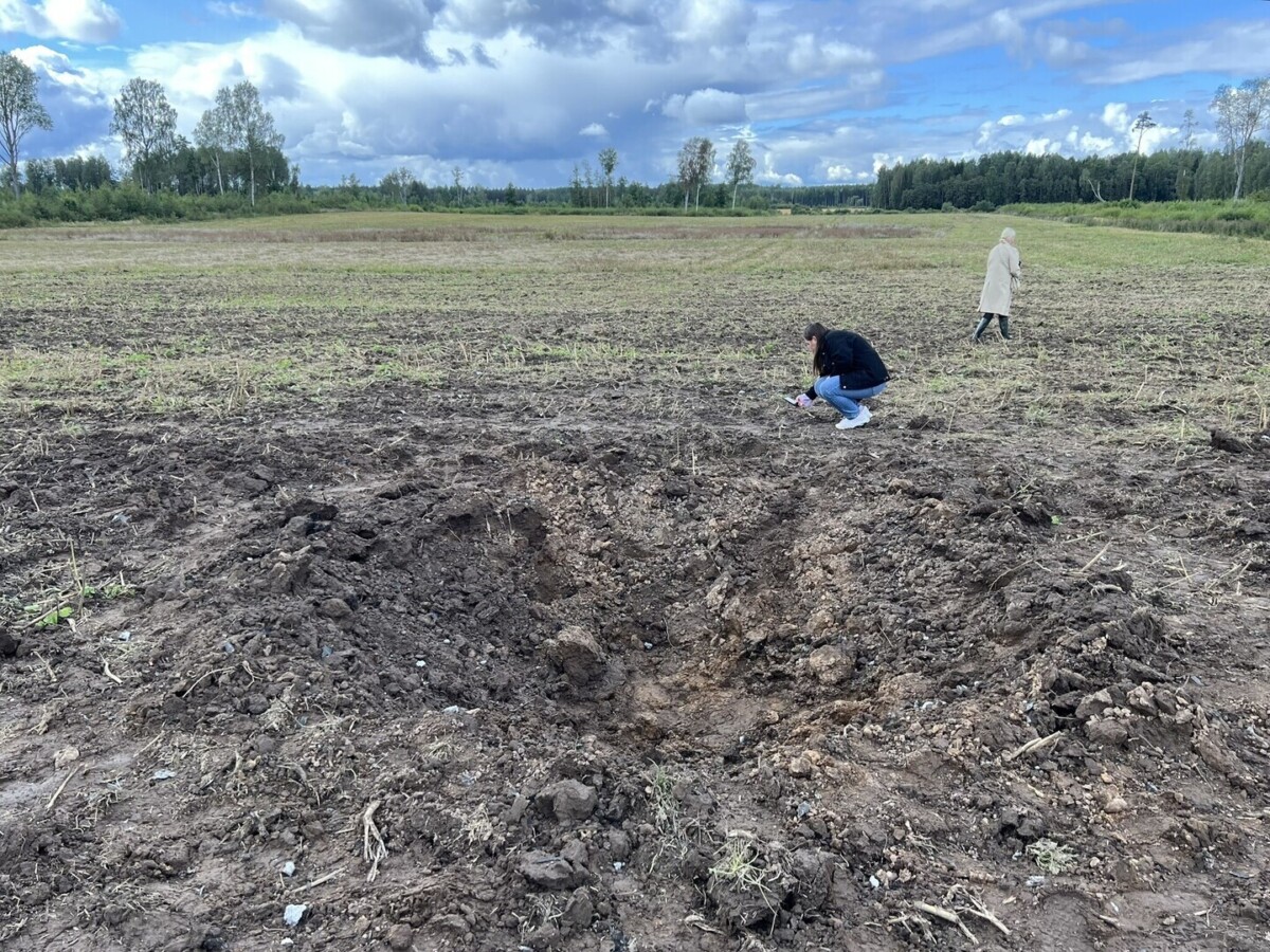 Поле в Эстонии (волость Эльва Тартуский уезд), на котором 25 августа 2025 года обнаружили обломки боевого украинского дрона. Фото: Heini Heinlaid/ERR