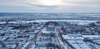 Вид на Даугавпилс с дрона. Ноябрь 2024 года. Фото: Андрей Биндер
