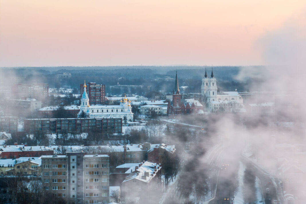 Зима Вид на Дауагвпилс с дрона. Фото: Андрей Емельянов / daugvapils.lv (январь 2026 года)