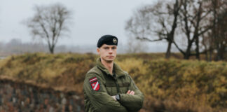 Старший лейтенант Ален Лочмелис, военнослужащий 34-го пехотного батальона 3-й Латгальской бригады Земессардзе. Фото: Ирина Маскаленко