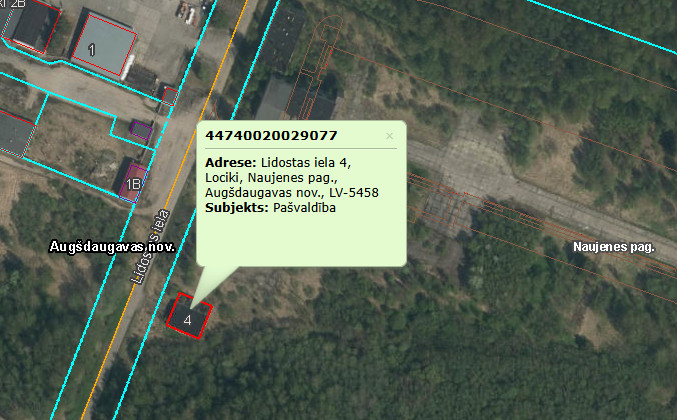 Объект с номером 44740020029077 — здание, которое планируют снести. Карта: kadastrs.lv