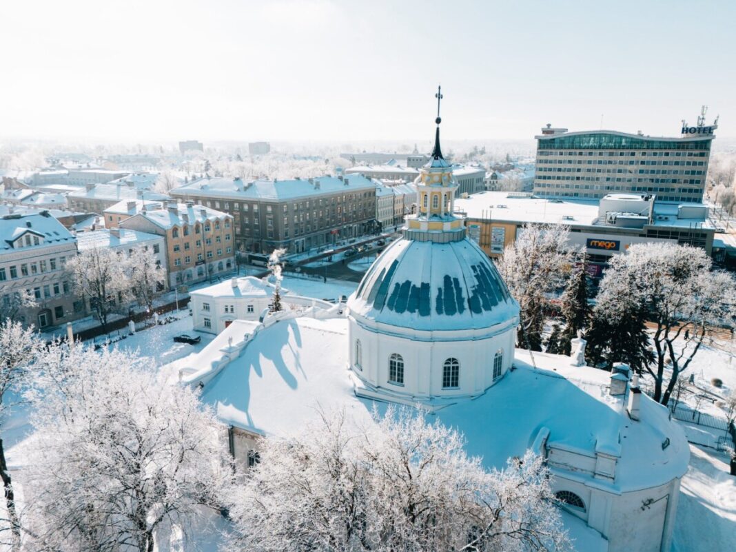 Фото Ивар Утинанс Заснеженный Даугавпилс. Февраль 2025 года. Фото с дрона: Ивар Утинанс