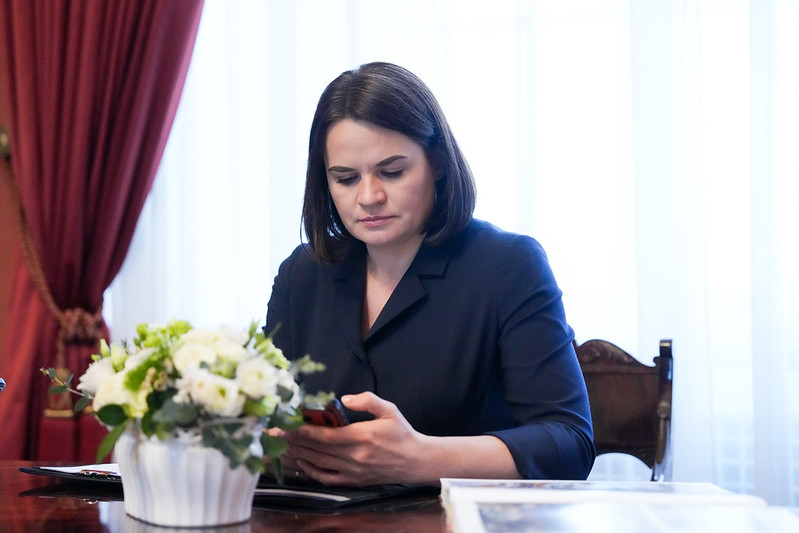 Светлана Тихановская на встрече с президентом Латвии Эдгаром Ринкевичем. Фото: Илмарс Знотиньш / Канцелярия президента Латвии