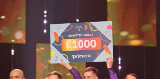 Награждение Прейльского пурпурного хора на "Битве хоров" 29 марта 2026 года. Фото: tv3.lv