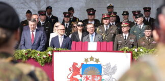 Президент Латвии Эдгар Ринкевич на военном параде в Айзкраукле. 4 мая 2026 года. Фото: Ilmārs Znotiņš / Valsts prezidenta kanceleja