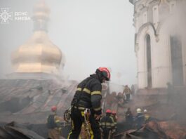 Киево-Печерская Лавра после атаки российских ракет и беспилотников. Фото: официальный телеграм-канал Владимира Зеленского