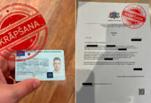 Звонят якобы из VSAA и полиции. За полгода мошенники украли у жителей Латвии 7,1 млн евро, в Латгалии — почти миллион Фальшивое удостоверение представителя Министерства внутренних дел и фальшивый документ. Иллюстративное фото: Valsts policija