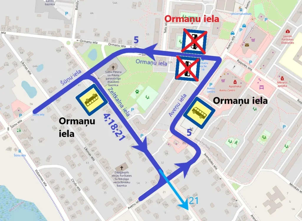 Новая схема движения автобусов на Новом Форштадте. Источник: Daugavpils Satiksme