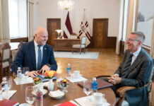 Встреча президента Латвии Эдгара Ринкевича и премьер-министра Андриса Кулбергса. 22 июля 2026 года. Фото: Ilmārs Znotiņš / Valsts prezidenta kanceleja