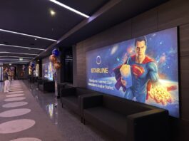 Как открывали STARLINE Cinema в Даугавпилсе и что ждёт первых зрителей Помещения кинотеатра STARLINE в Даугавпилсе. Закрытая презентация в честь открытия 20 августа 2026 года. Фото: Эвелина Майбогина