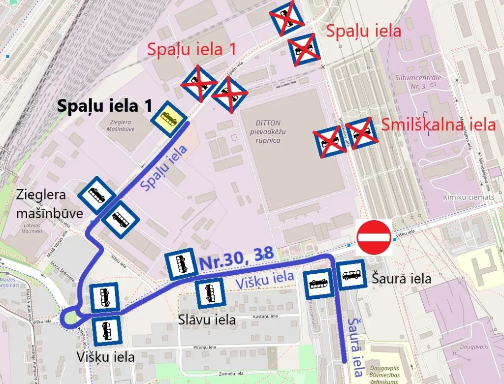 Новая схема движения автобусов №30 и №38. Источник: Daugavpils satiksme