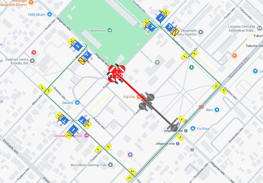 Схема объезда участка на улице Елгавас (до 17:00 7 октября 2026 года). Источник: daugavpils.lv