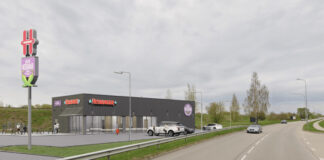 Новый ресторан быстрого питания Hesburger в Даугавпилсе, на улице Крауяс, 7. Архитектурная визуализация SIA Kvites